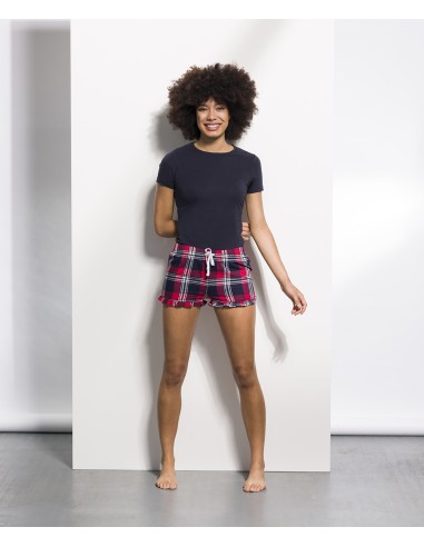 SFC-SK082-Womens Tartan Frill Lounge Shorts